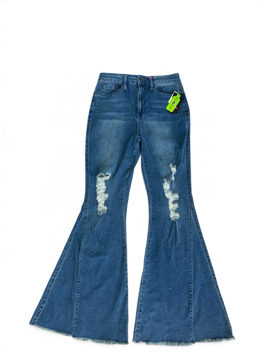 YMI Poppin That Peach Extreme Flare Distressed Denim Jeans Size 13/31 NWT